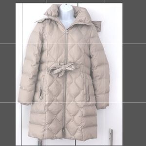 Kenneth Cole Reaction Quilted Cream Puffer 3/4 length
